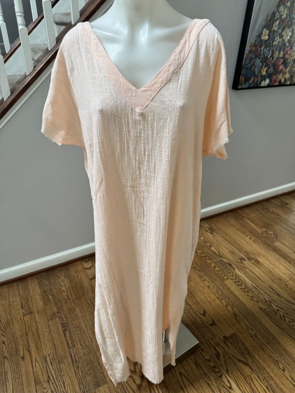NWT Maison Saint Julien Palma Caftan Deep V Back Maxi Dress Pink XS/S